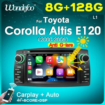 Wondefoo 2 Din Android-10 8G 128G Auto Radio voor Toyota Corolla E120 BYD F3 met Carplay Stereo Navigatie Auto Audio Bluetooth