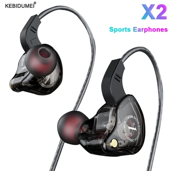 X2 Sport Oortelefoon Bedrade Hoofdtelefoon STEREO-installatie Bas 3,5 MM Wired in-Ear Hoofdtelefoon Common Headset Spel Subwoofer Mobiele Telefoon Headset