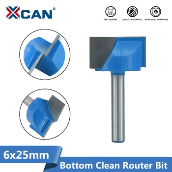 XCAN 1pc 25mm Hout Router Bits met 6 mm Stift-het Reinigen van de Bodem Graveren Bits T-Groef Frees voor Houtbewerking Trimmen