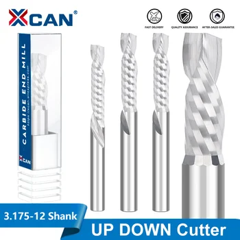 XCAN UP & DOWN Cut-Router Beetje Fluiten Spiraal Molen van het carbideeind Tool Frezen voor Hout Compressie Frees 