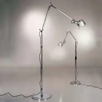 Zilver Retro LED staande Lamp Verstelbare vloerlamp Designer Staande Lamp Vloer Lange Slaapkamer Woonkamer Studio Vloer Lampen