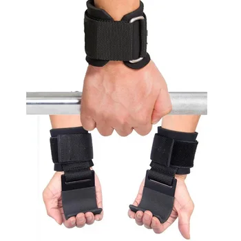 Zware Pull-ups Haken Fitnessruimte trainingsband gewichtheffen Haak Handvatten opgevuld Met Wrist Wraps Hand-Bar Powerlifting Handschoenen